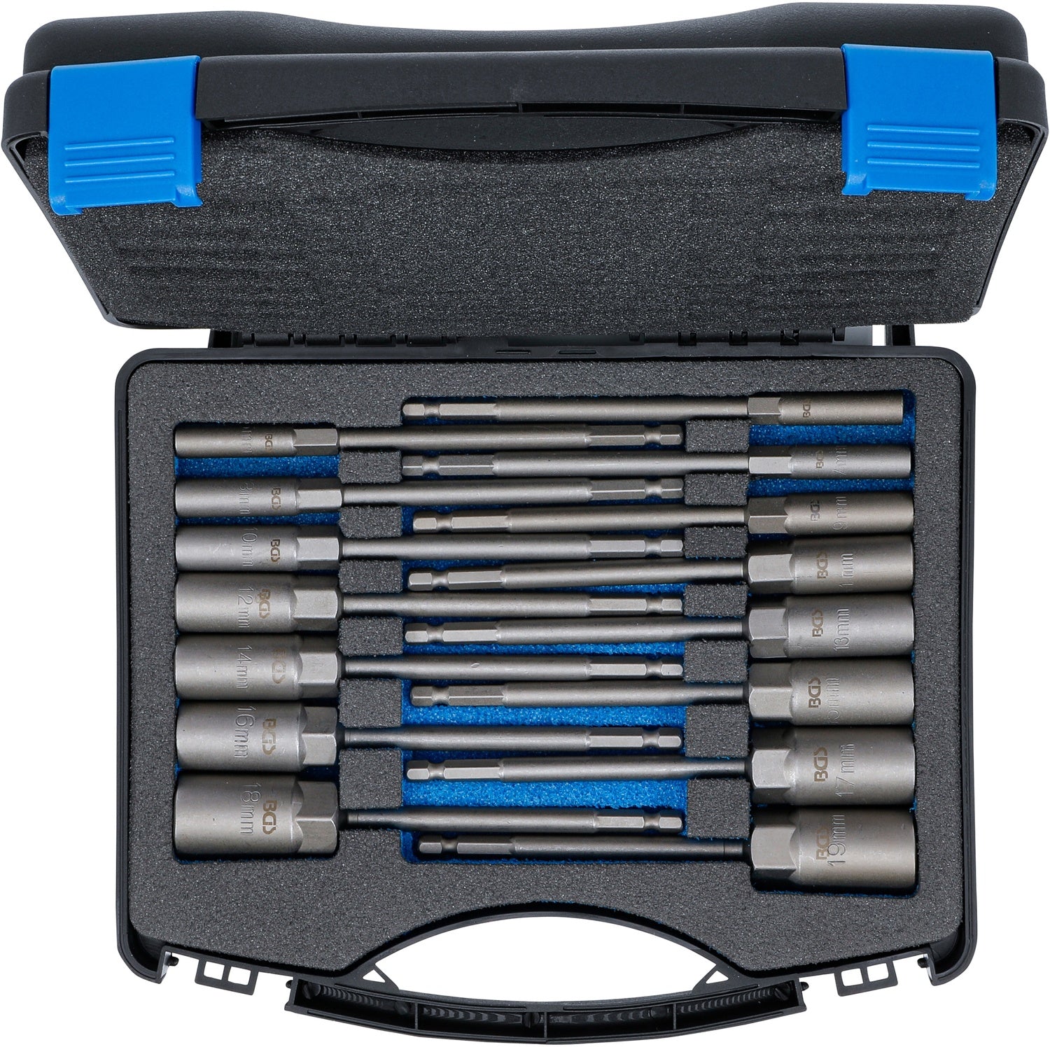 BGS 70147 Satz Steckschlüsseleinsätze Sechskant extra lang Antrieb 6,3mm (1/4") SW 5,5 - 19mm für Bohrmaschinen