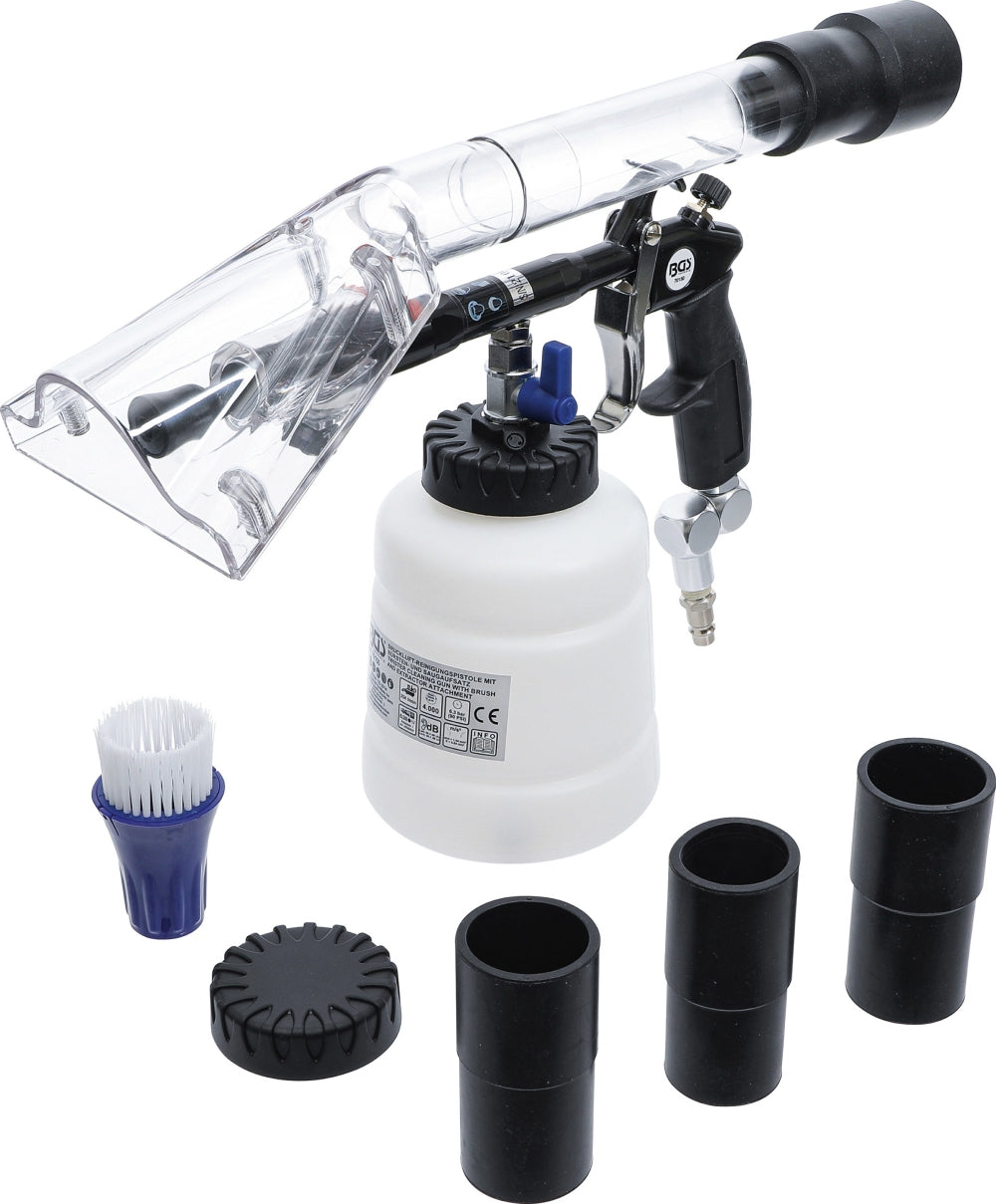 BGS 70150 Druckluft Reinigungspistole mit Bürsten- und Saugaufsatz 7 teilig