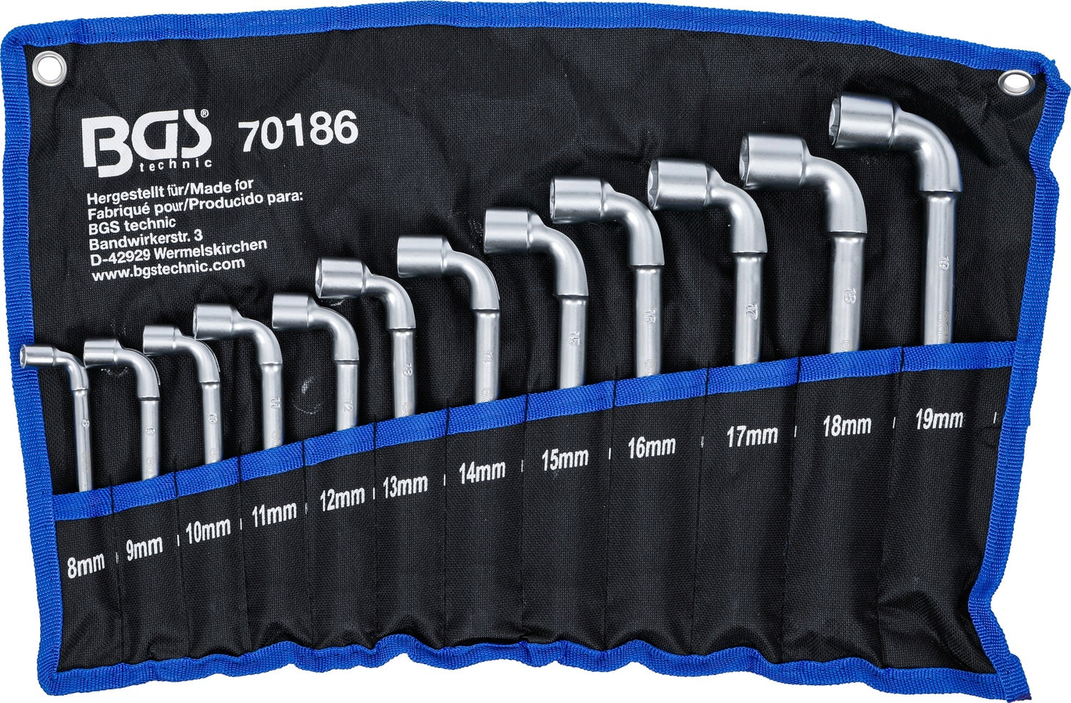 BGS 70186 Satz Pfeifenkopfschlüssel SW 8 - 19mm 12 teilig