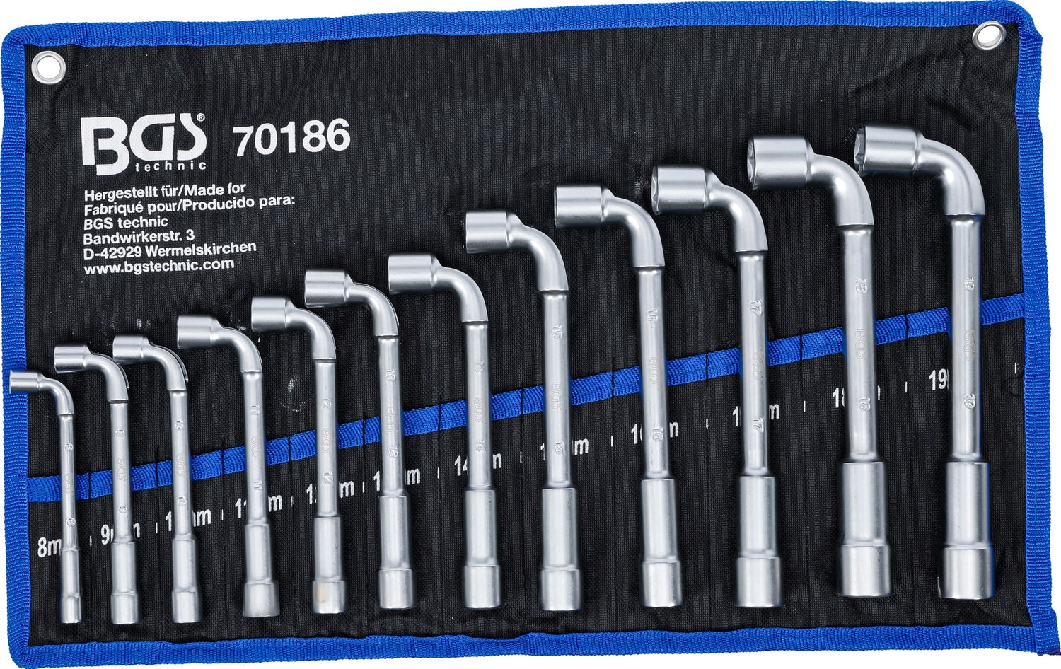 BGS 70186 Satz Pfeifenkopfschlüssel SW 8 - 19mm 12 teilig