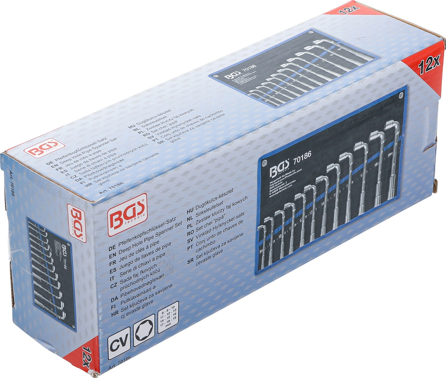 BGS 70186 Satz Pfeifenkopfschlüssel SW 8 - 19mm 12 teilig