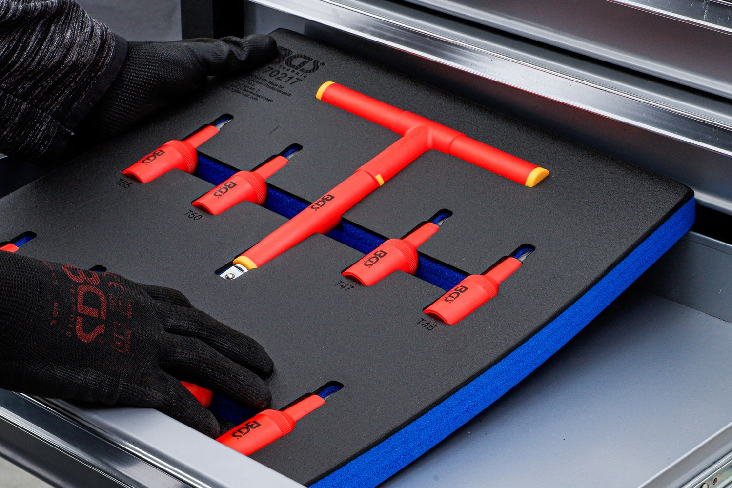 BGS 70217 VDE Satz Biteinsatz Antrieb Innenvierkant 12,5mm (1/2") T-Profil (für Torx) T20 - T55