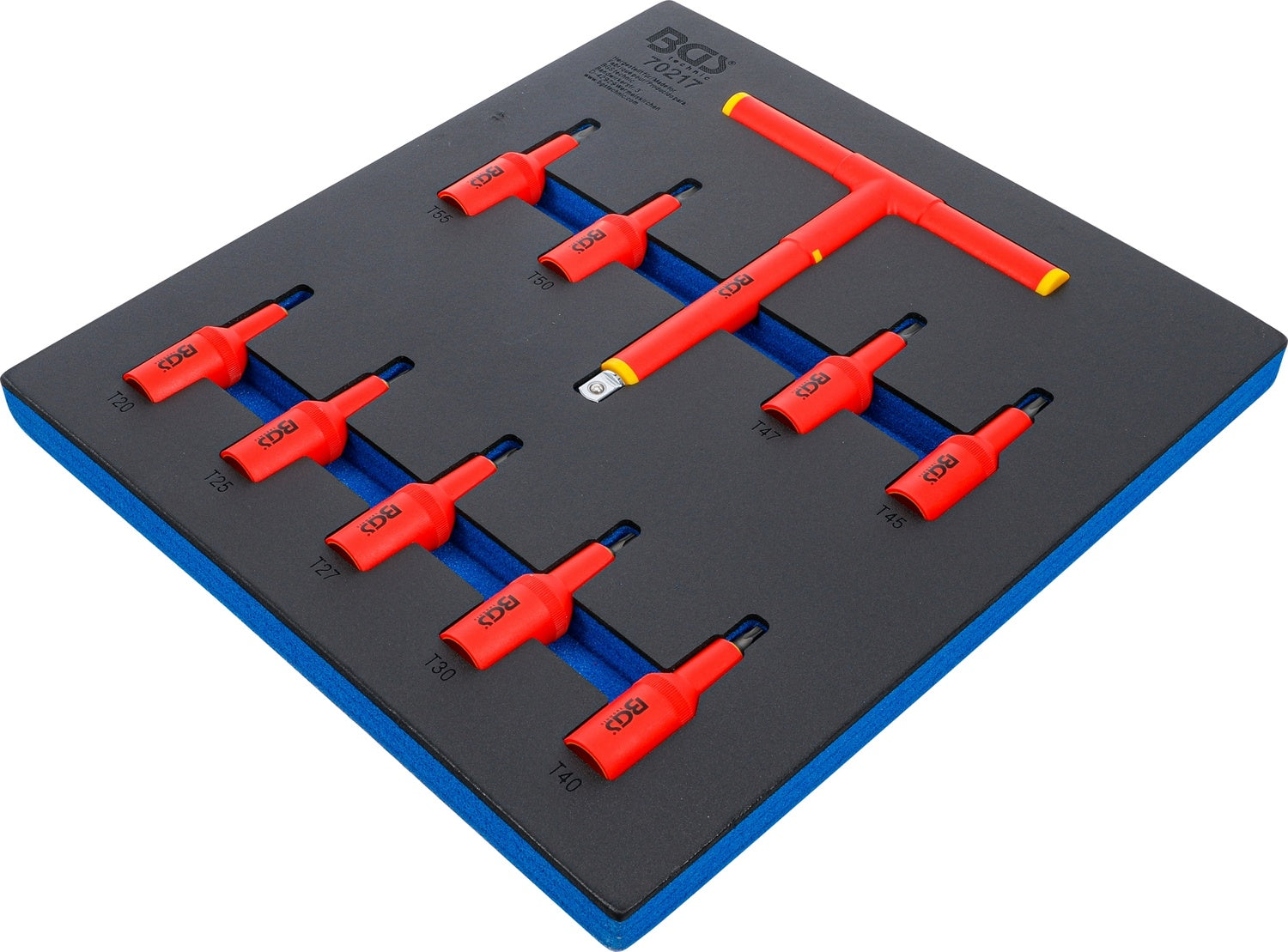 BGS 70217 VDE Satz Biteinsatz Antrieb Innenvierkant 12,5mm (1/2") T-Profil (für Torx) T20 - T55