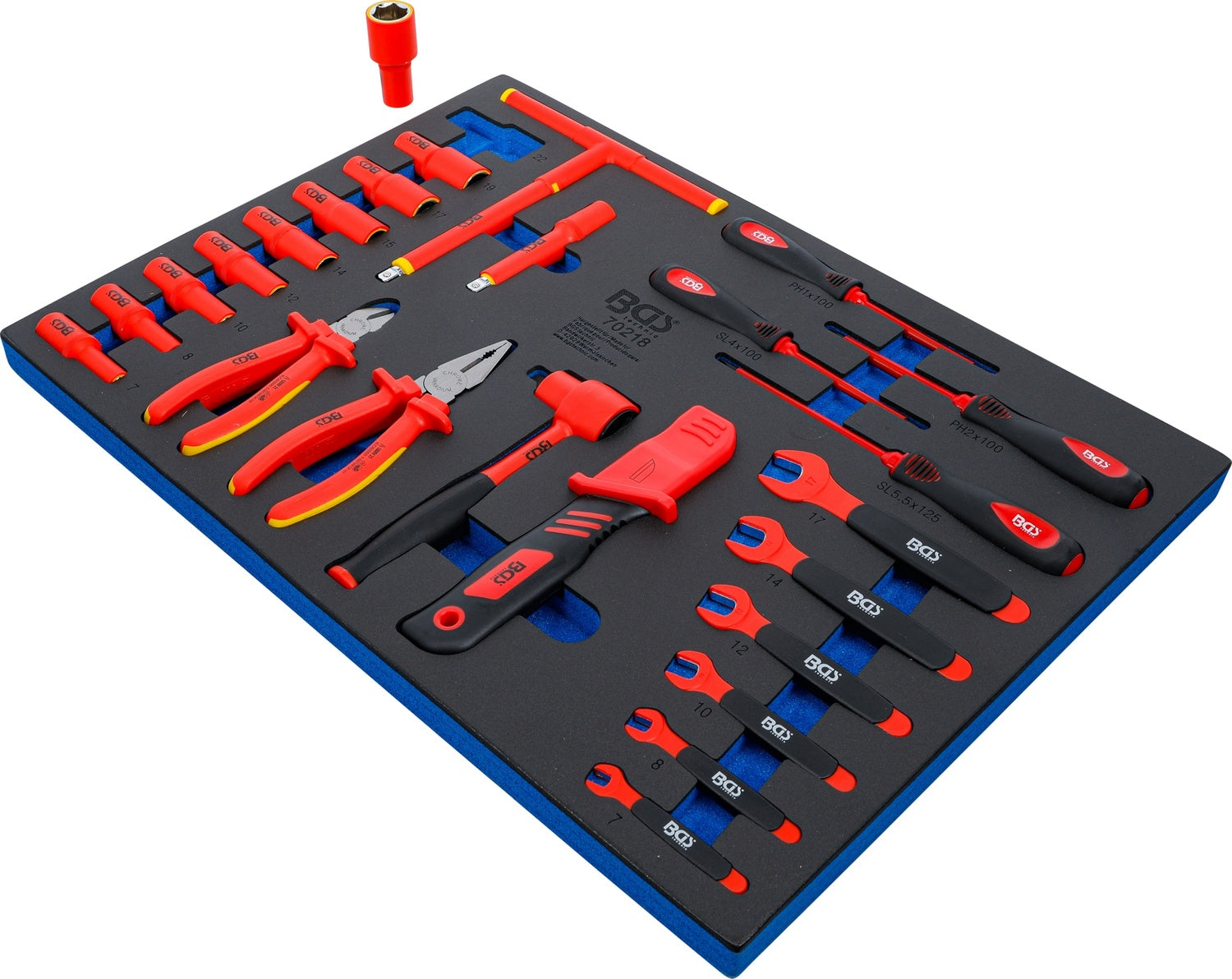 BGS 70218 VDE Satz Steckschlüssel Nüsse Antrieb Innenvierkant 10mm (3/8")