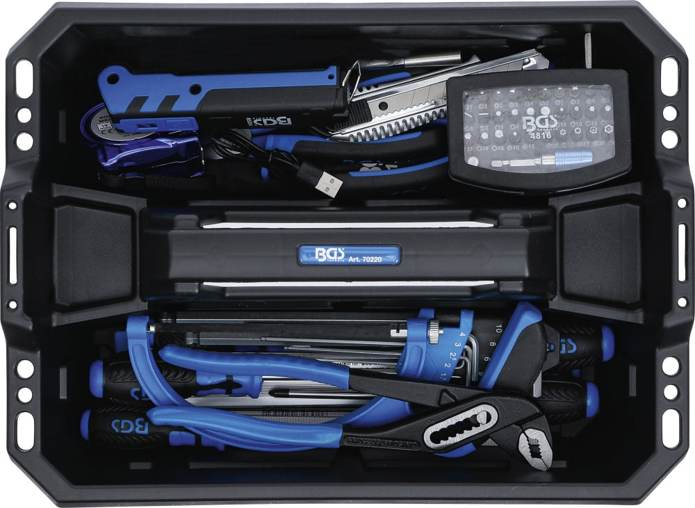 BGS 70224 Tragekasten für Werkzeug aus Kunststoff inklusive Werkzeug Sortiment 66 teilig