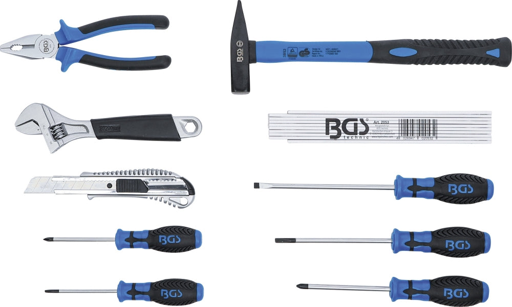 BGS 70225 Tragekasten für Werkzeug aus Kunststoff inklusive Werkzeug Sortiment 11 teilig