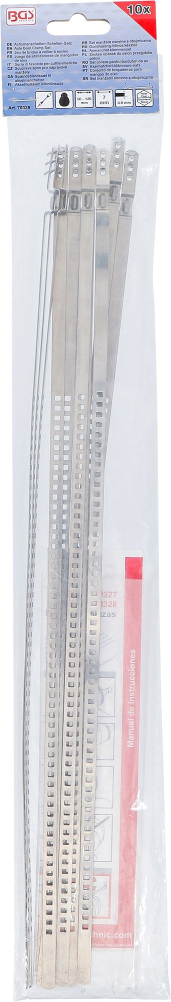 BGS 70328 Satz Achsmanschetten Schellen 7mm Spannbereich Ø50-120mm 10 teilig