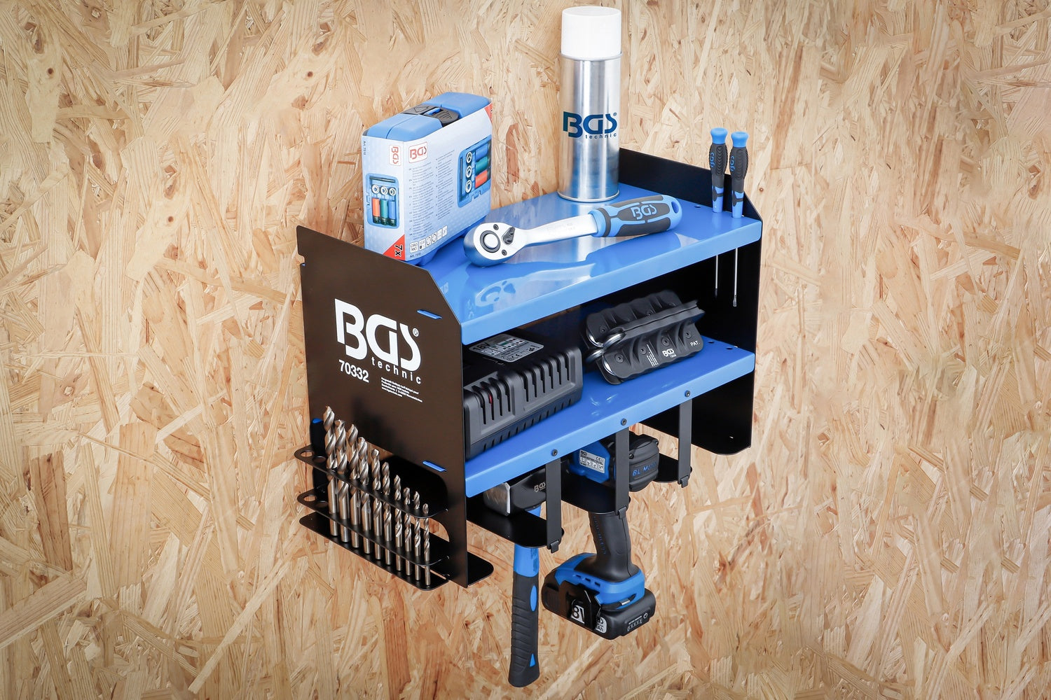 BGS 70332 Werkzeug Wandregal für Akkuwerkzeuge Wandhalter Werkzeughalter