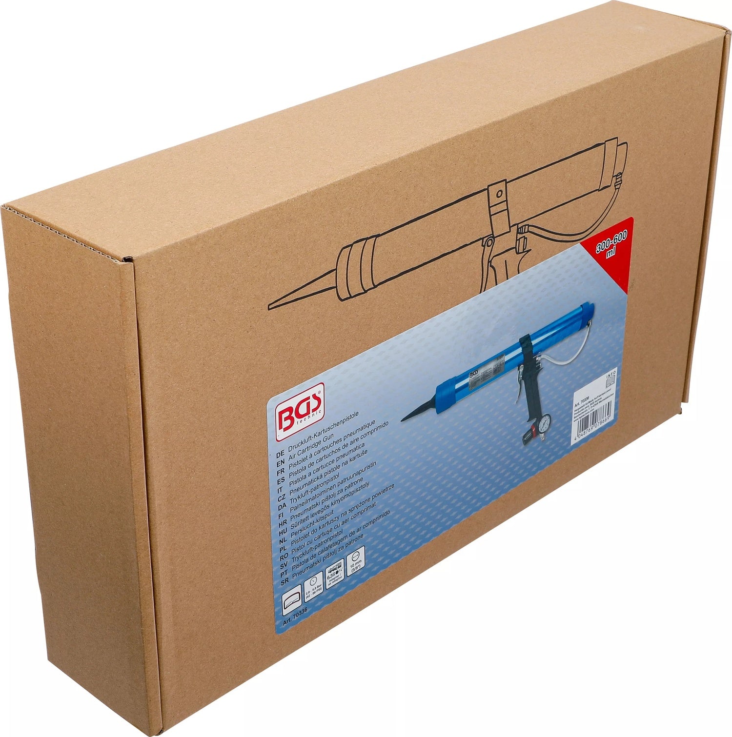 BGS 70336 Druckluft Kartuschenpistole mit 8 verschiedenen Düsen