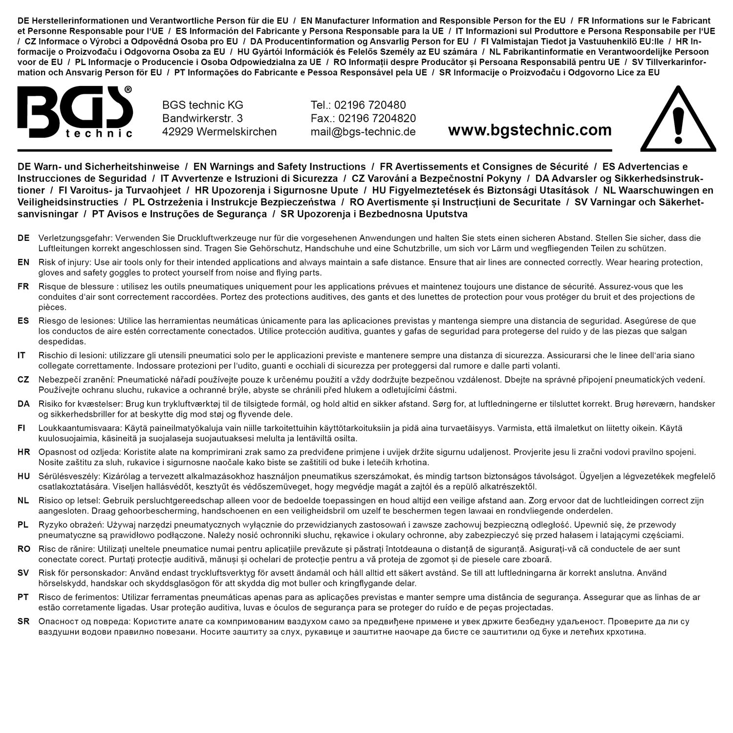BGS 70336 Druckluft Kartuschenpistole mit 8 verschiedenen Düsen