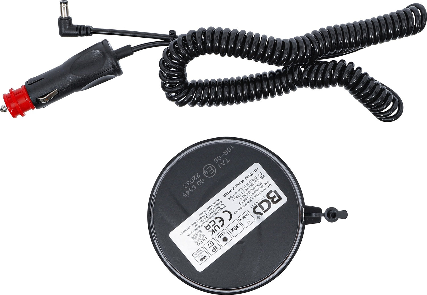 BGS 70343 Akku Rundumkennleuchte gelb mit Magnet 12V 24V Ø 130mm 30 LED's