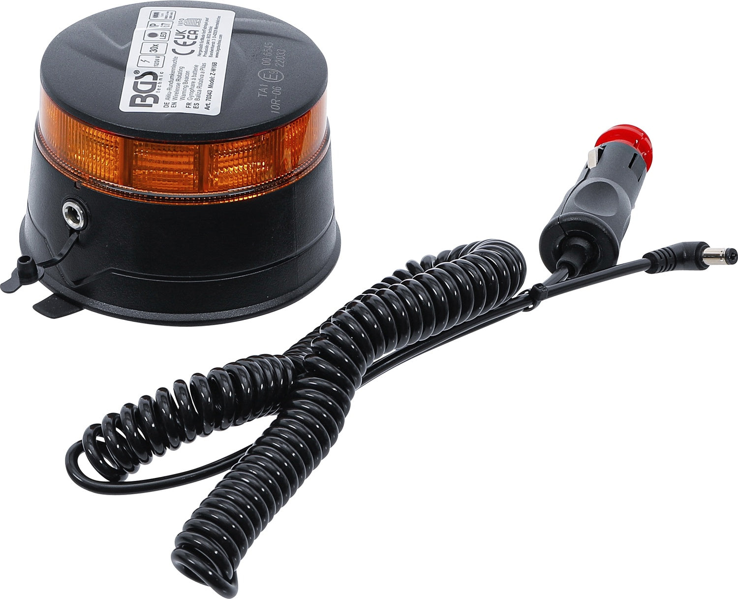 BGS 70343 Akku Rundumkennleuchte gelb mit Magnet 12V 24V Ø 130mm 30 LED's