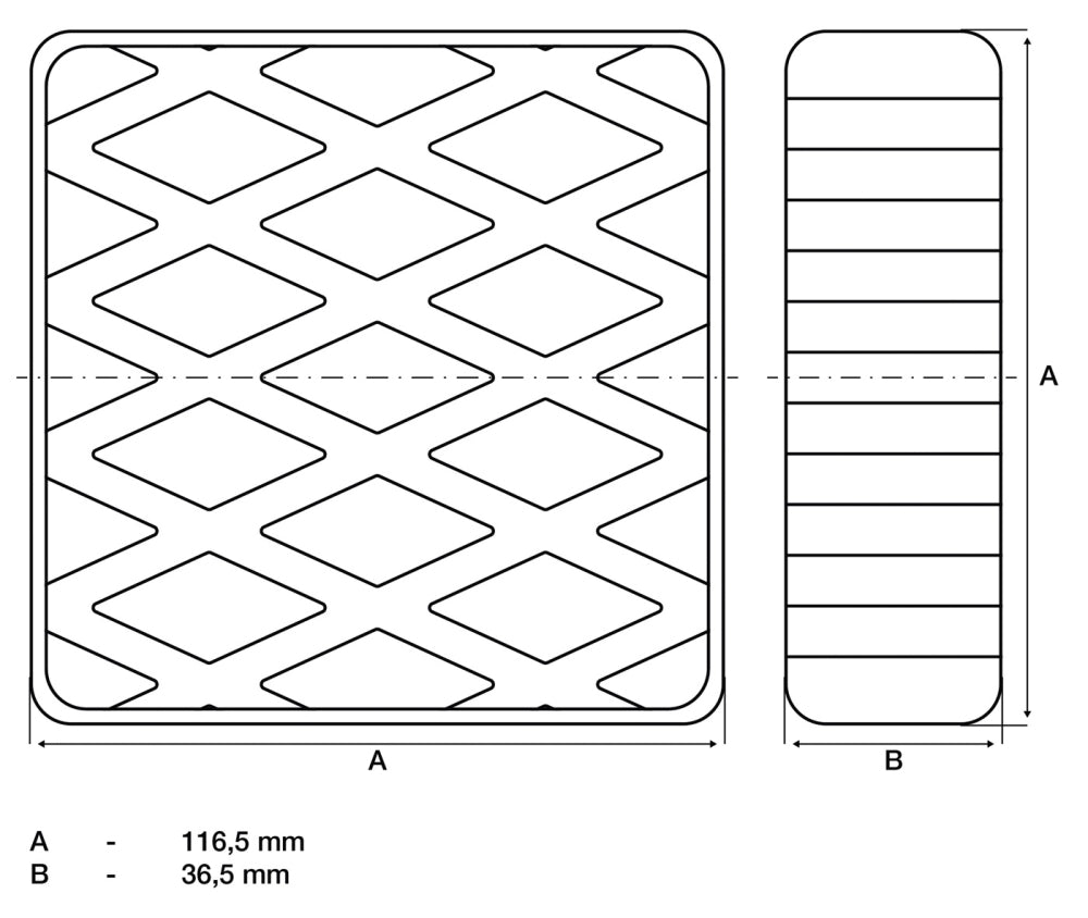 BGS 7037 Gummiauflage für Hebebühnen 116,5mm x 116,5mm x 36,5mm