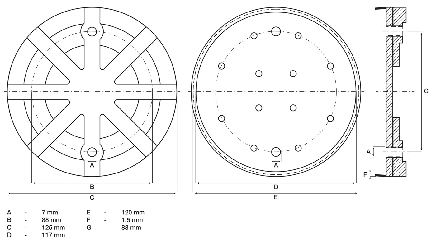 BGS 7054 Gummiteller für Hebebühnen Ø125mm Höhe 24mm EPDM Gummi + Stahlplatte