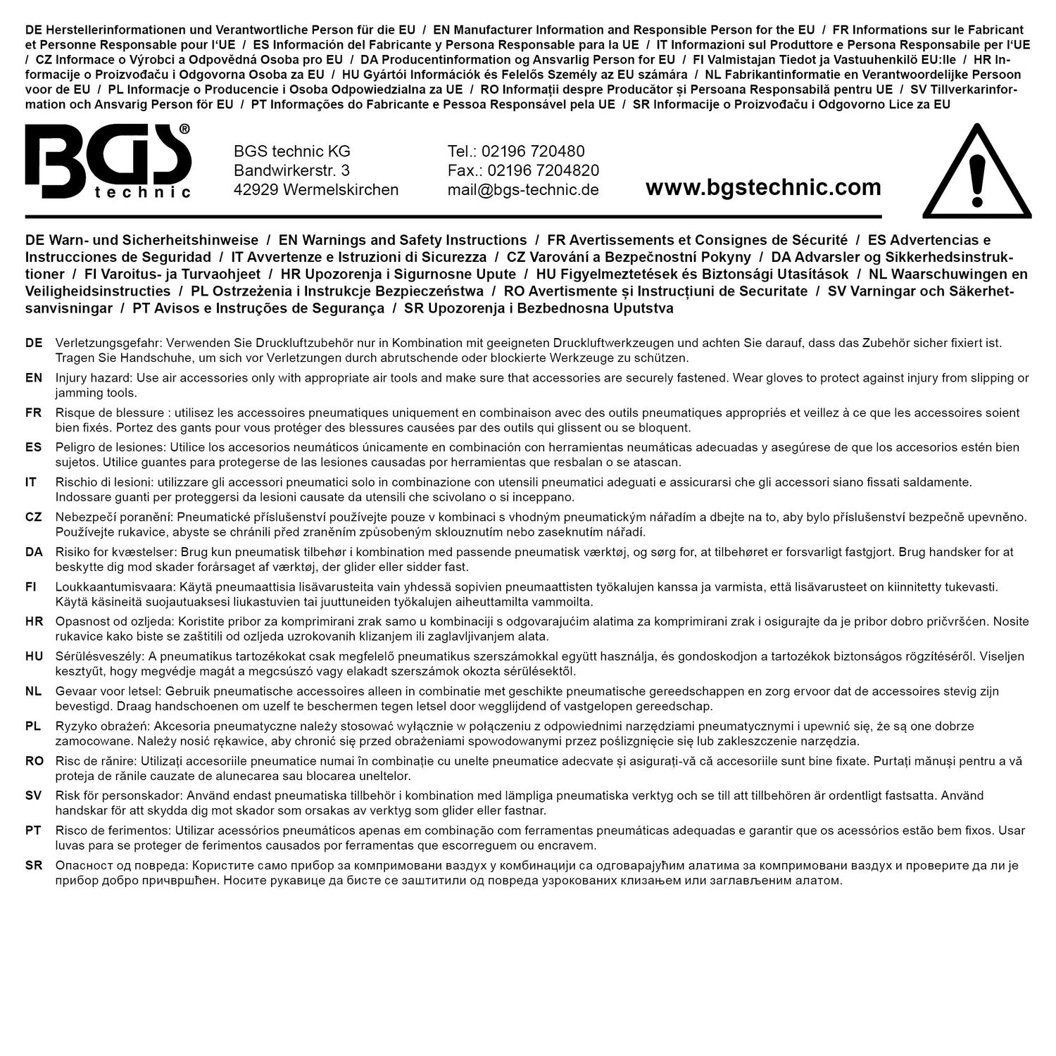 BGS 7057 Druckluft Stecknippel Außengewinde 6,3mm (1/4") USA Frankreich