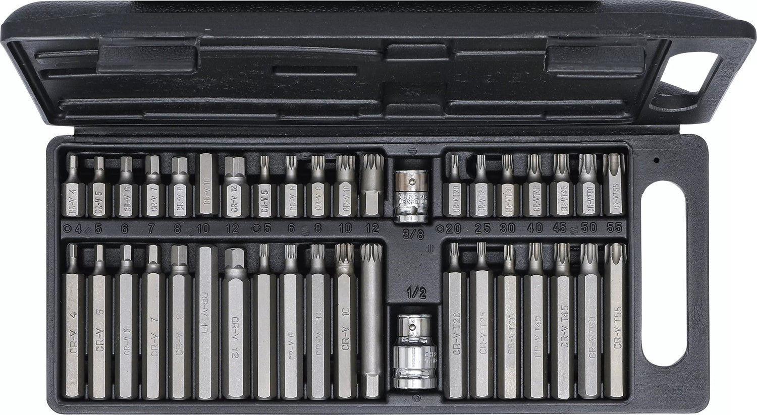 BGS DIY 7073 Bitsatz Vielzahn (XZN) T-Profil (Torx) und Innensechskant Bits 40 teilig