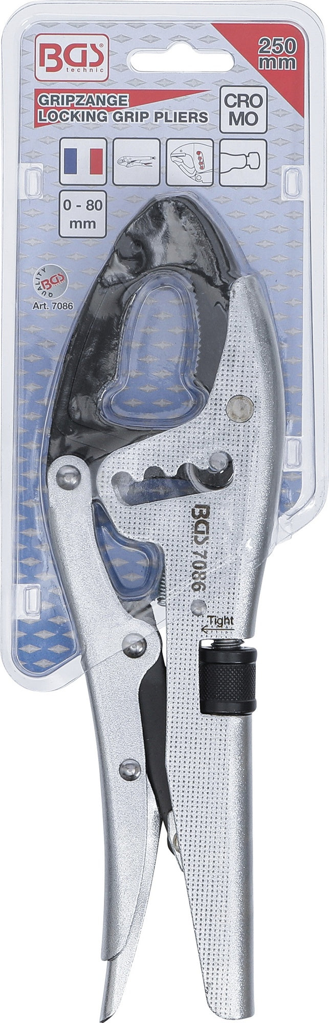 BGS 7086 Gripzange mit 4 fach Schnelljustierung schwenkbare Backenenden französischer Typ 250mm