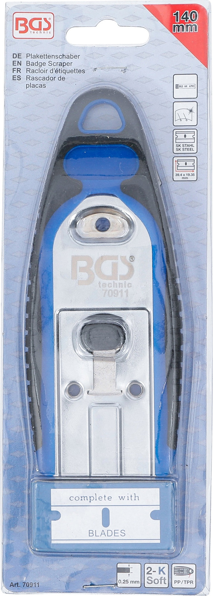 BGS 70911 Plakettenschaber Breite 40mm mit 6 Stahl Schaberklingen