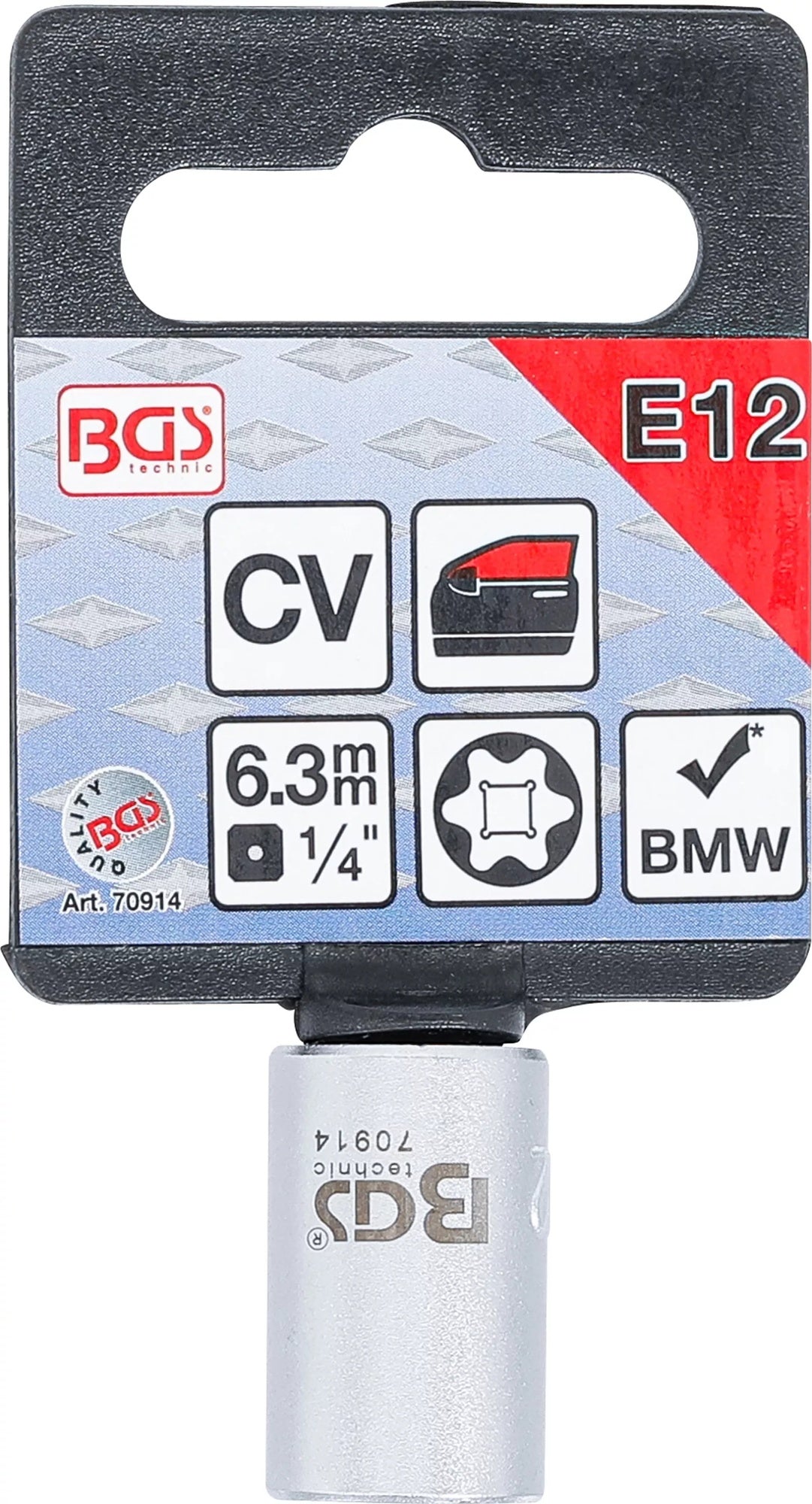 BGS 70914 Spezial Steckschlüsseleinsätze E-Profil Antrieb 6,3mm (1/4") SW E12 für BMW Fensterheber