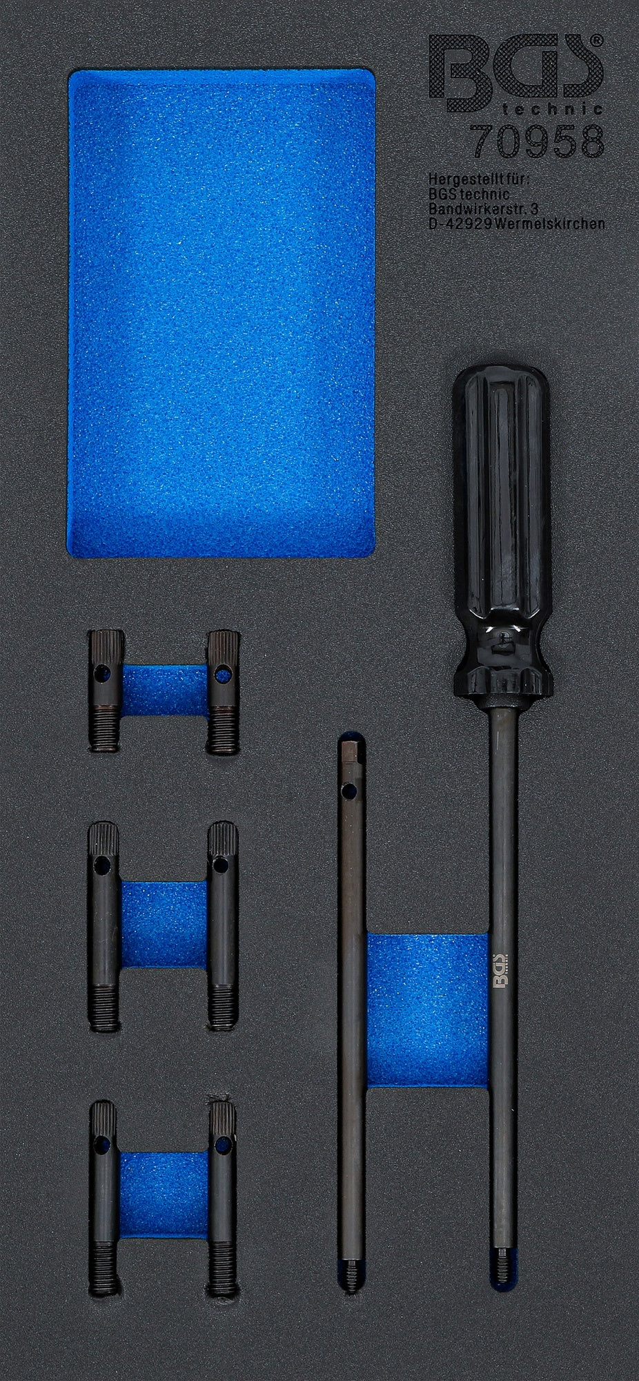 BGS 70958 Satz Ausrichtwerkzeug für Zylinderkopfdichtungen VAG Werkstattwageneinlage 1/3