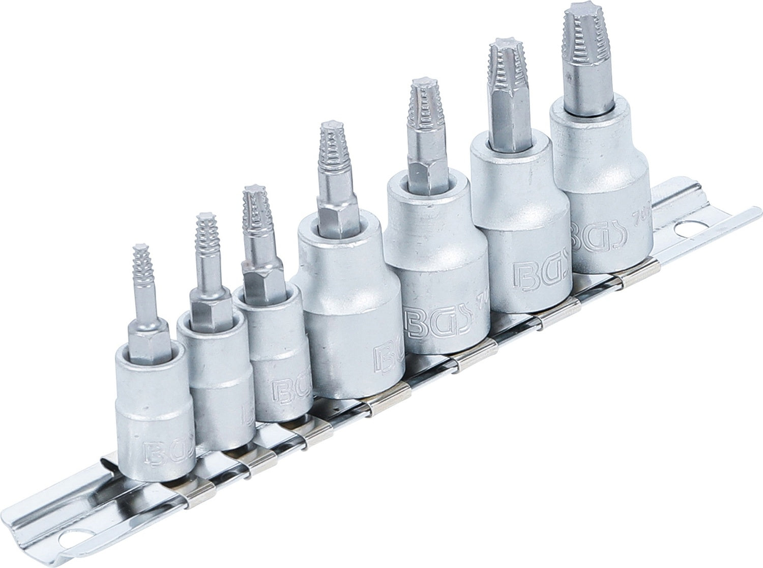 BGS 7098 Satz Schraubenausdreher Biteinsatz Innenvierkant 6,3mm (1/4") 10mm (3/8") für defektes T-Profil (für Torx) T10 - T40