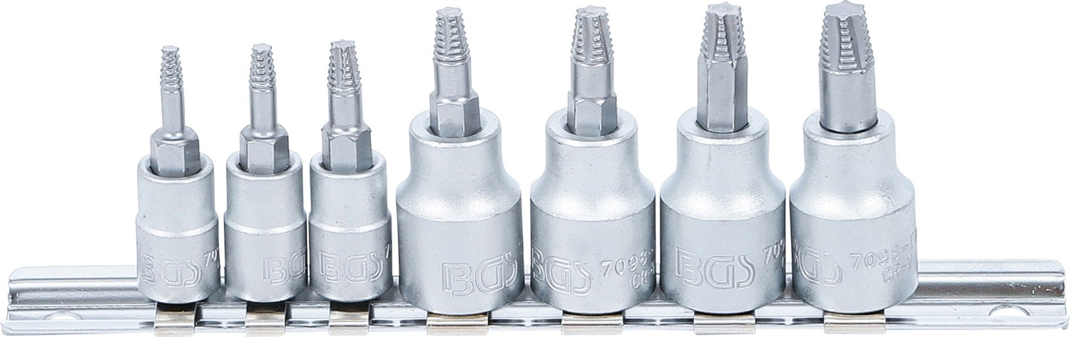 BGS 7098 Satz Schraubenausdreher Biteinsatz Innenvierkant 6,3mm (1/4") 10mm (3/8") für defektes T-Profil (für Torx) T10 - T40