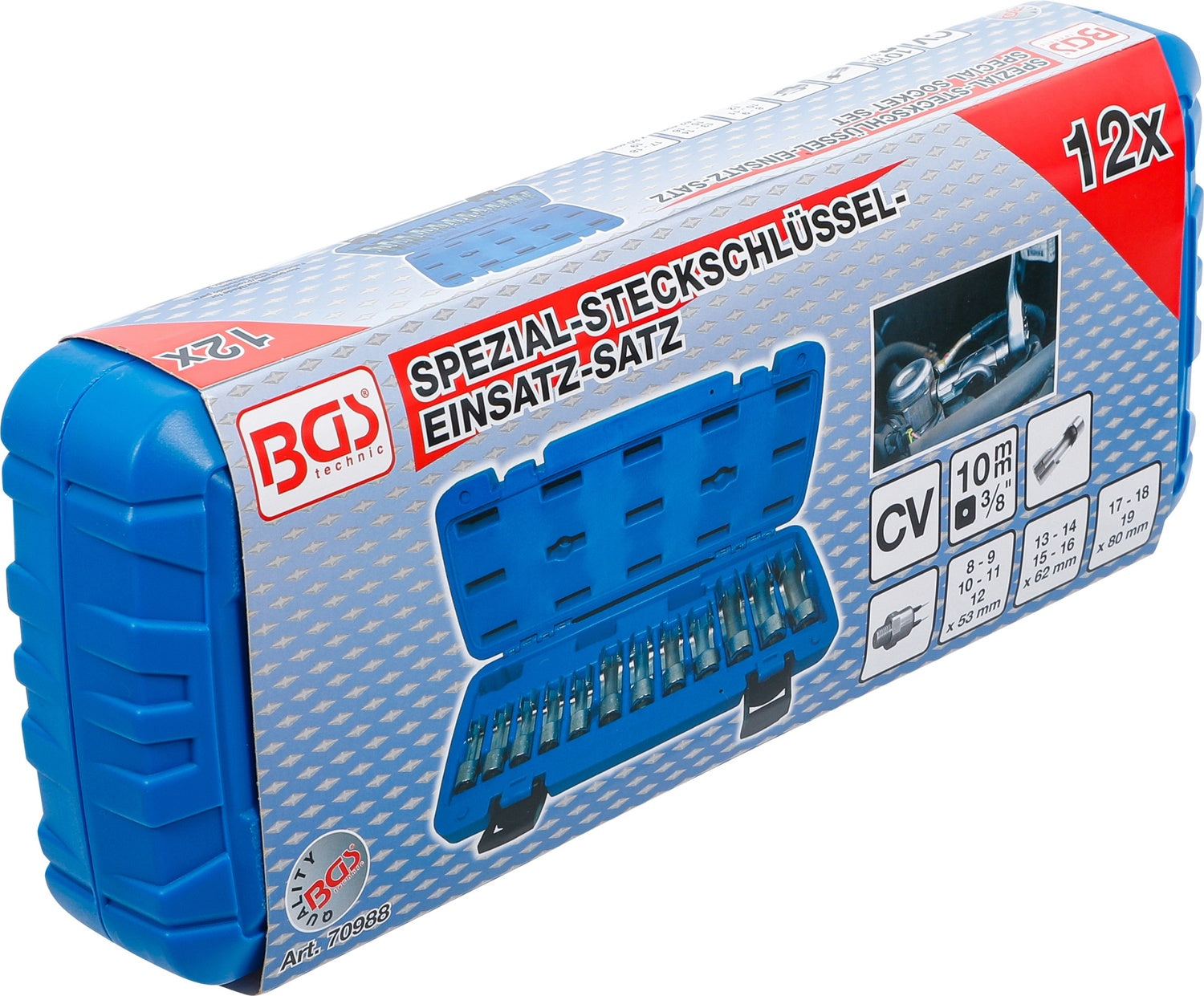 BGS 70988 Satz Spezial Steckschlüsseleinsatz geschlitzt Innenvierkant 10mm (3/8") SW 8 - 19mm