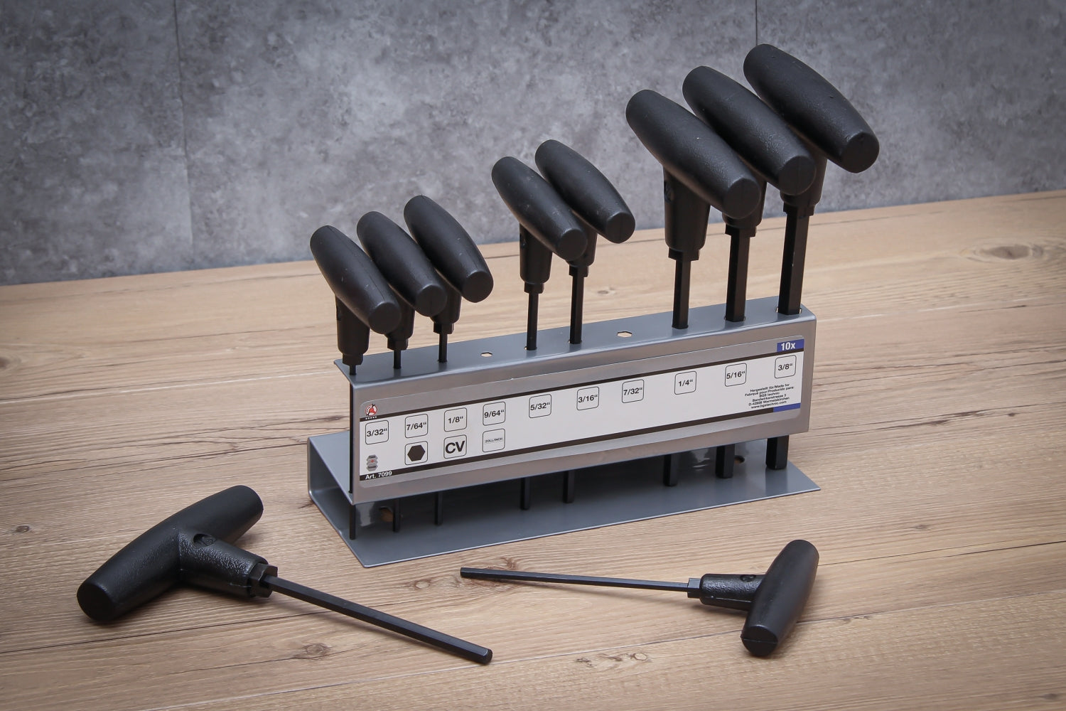 BGS DIY 7099 T-Griff / Stiftschlüssel Schlüsselsatz Innensechskant in ZOLL 10 teilig von 3/32" bis 3/8"