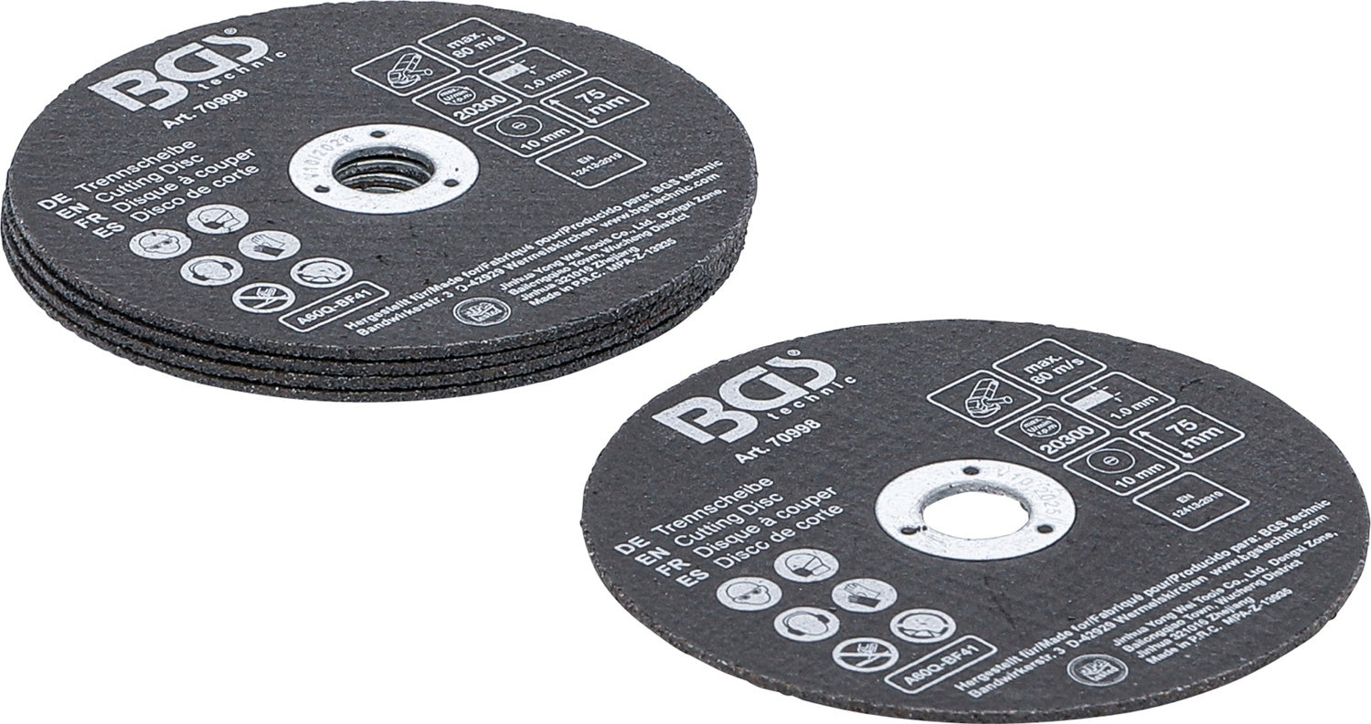 BGS 70998 Satz Trennscheiben für Edelstahl Ø75 x 1,0 x 10mm 5 teilig