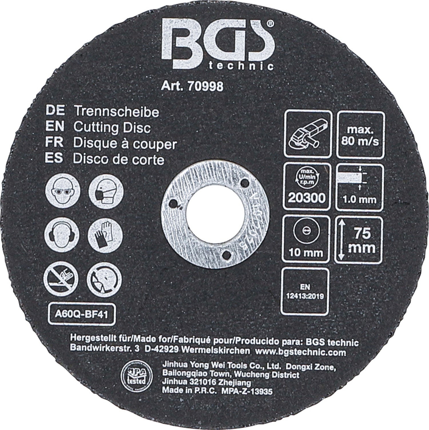 BGS 70998 Satz Trennscheiben für Edelstahl Ø75 x 1,0 x 10mm 5 teilig