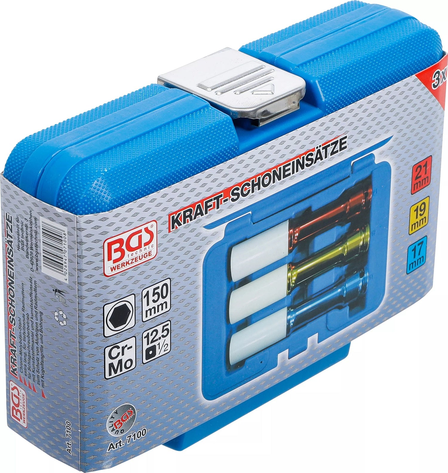 BGS 7100 Satz Kraft Schoneinsatz 150mm tief Antrieb Innenvierkant 12,5mm (1/2") SW 17 -19 -21mm 3 teilig
