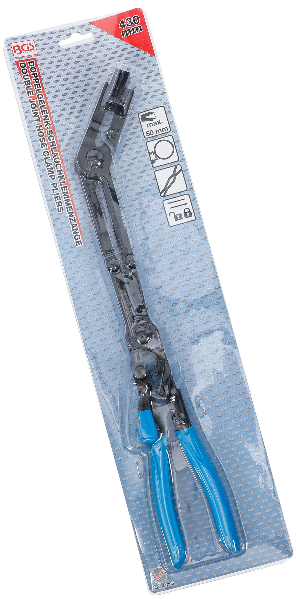 BGS 71006 Doppelgelenk Schlauchklemmenzange abgewinkelt 0 - 50mm extra lang