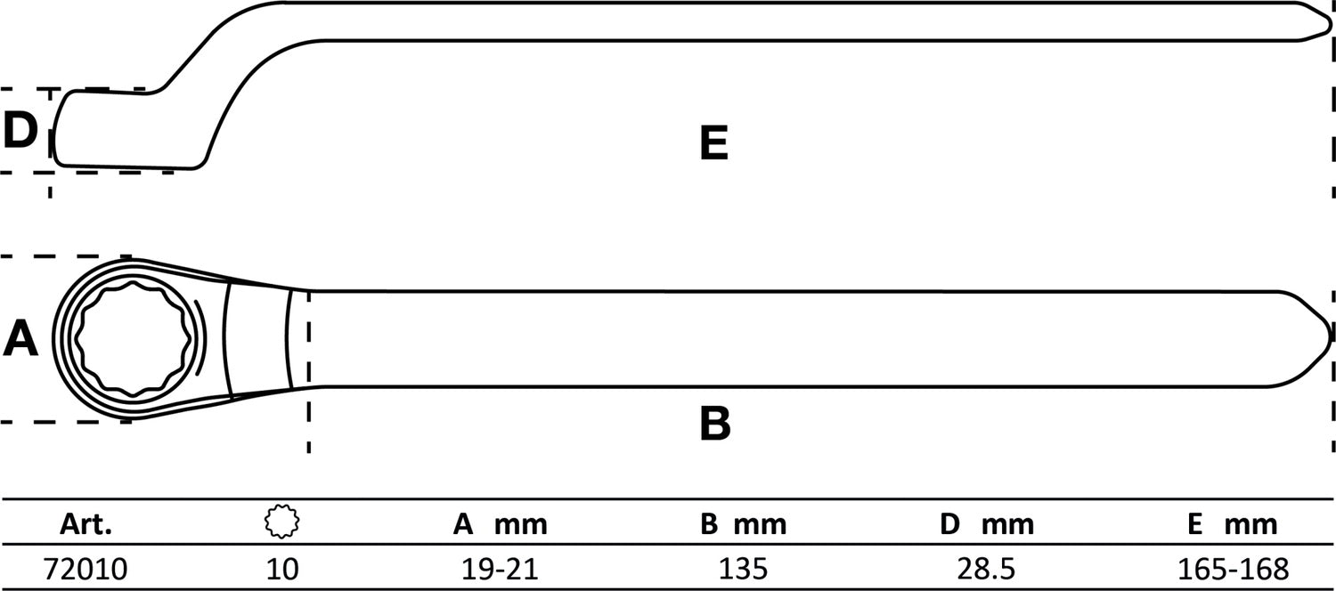 BGS 72010 VDE Einringschlüssel tief gekröpft SW 10mm Hochvoltwerkzeug