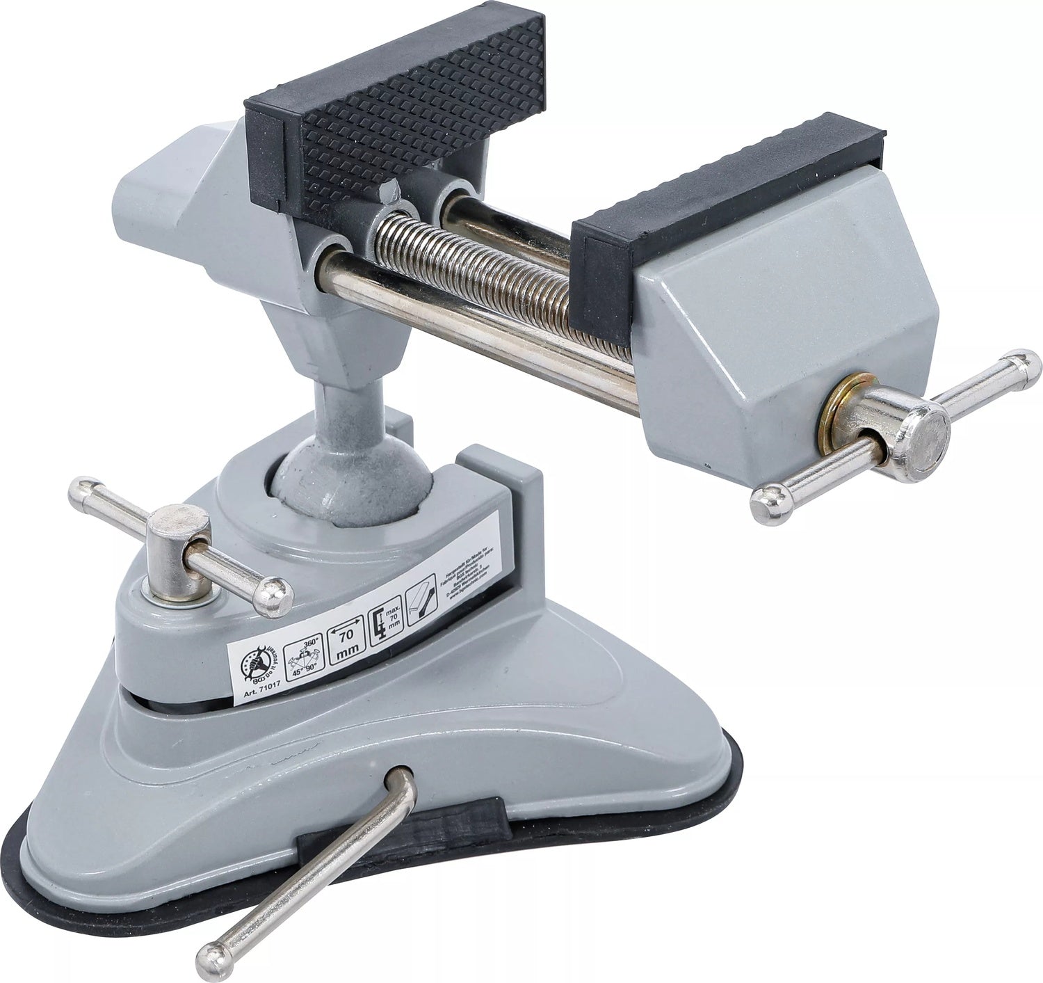 BGS DIY 71017 Tisch Schraubstock schwenkbar Backen 70mm mit Vakuum Saugfuß