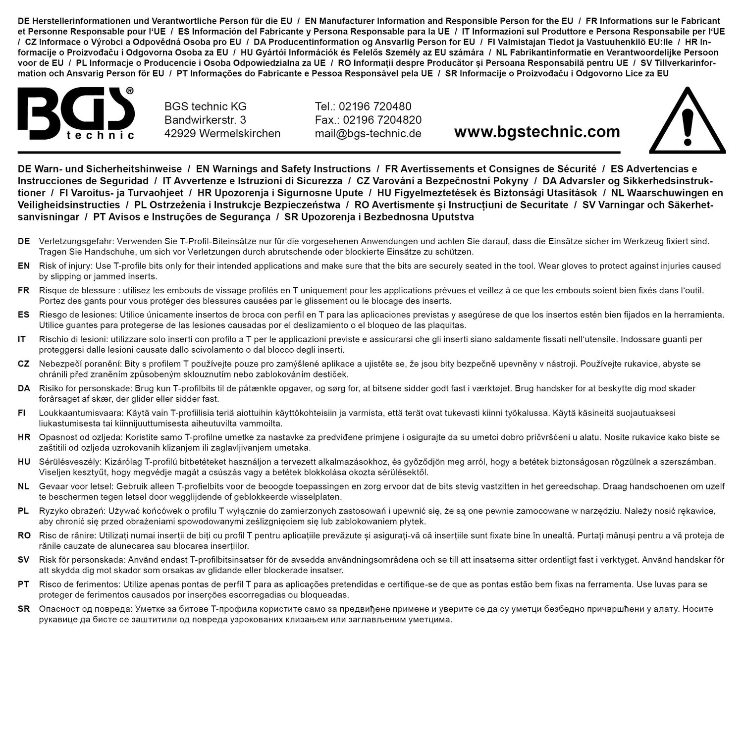 BGS 71020 Satz Biteinsätze Bits TS-Profil (für Torx Plus) TS10-TS50 mit Stirnlochbohrung Antrieb 6,3mm (1/4")