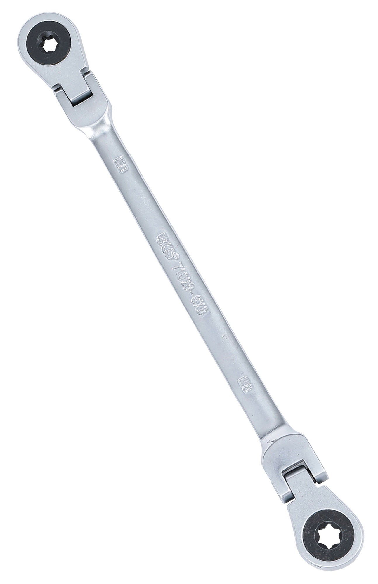BGS 71028-6X8 Doppel Ratschenringschlüssel abwinkelbar mit E-Profil Ringköpfen SW E6 x E8
