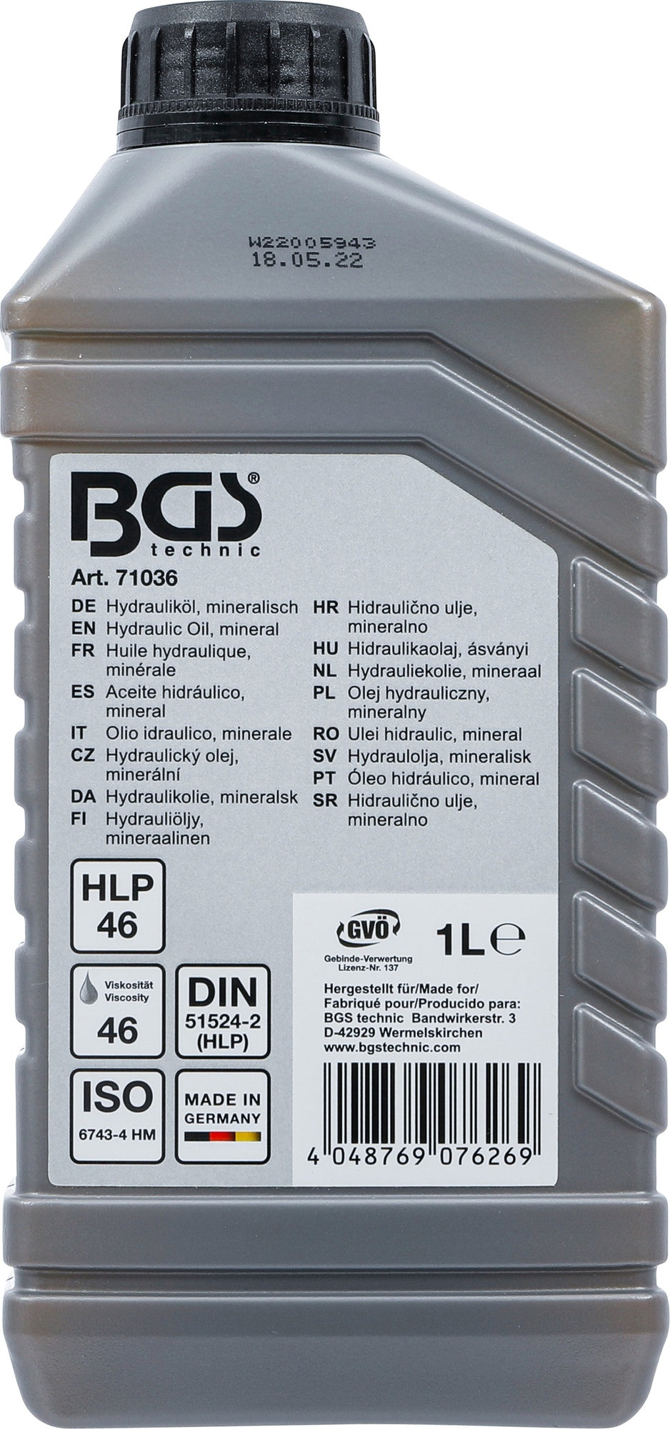 BGS 71036 Hydrauliköl mineralisch 1 Liter universal Hydraulikanlagen