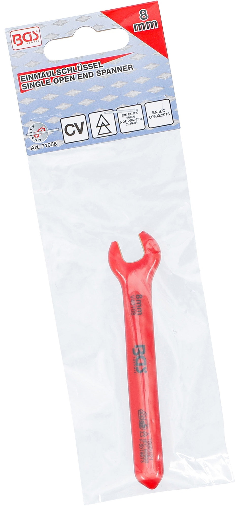 BGS 71058 VDE Einmaulschlüssel SW 8mm Hochvoltwerkzeug