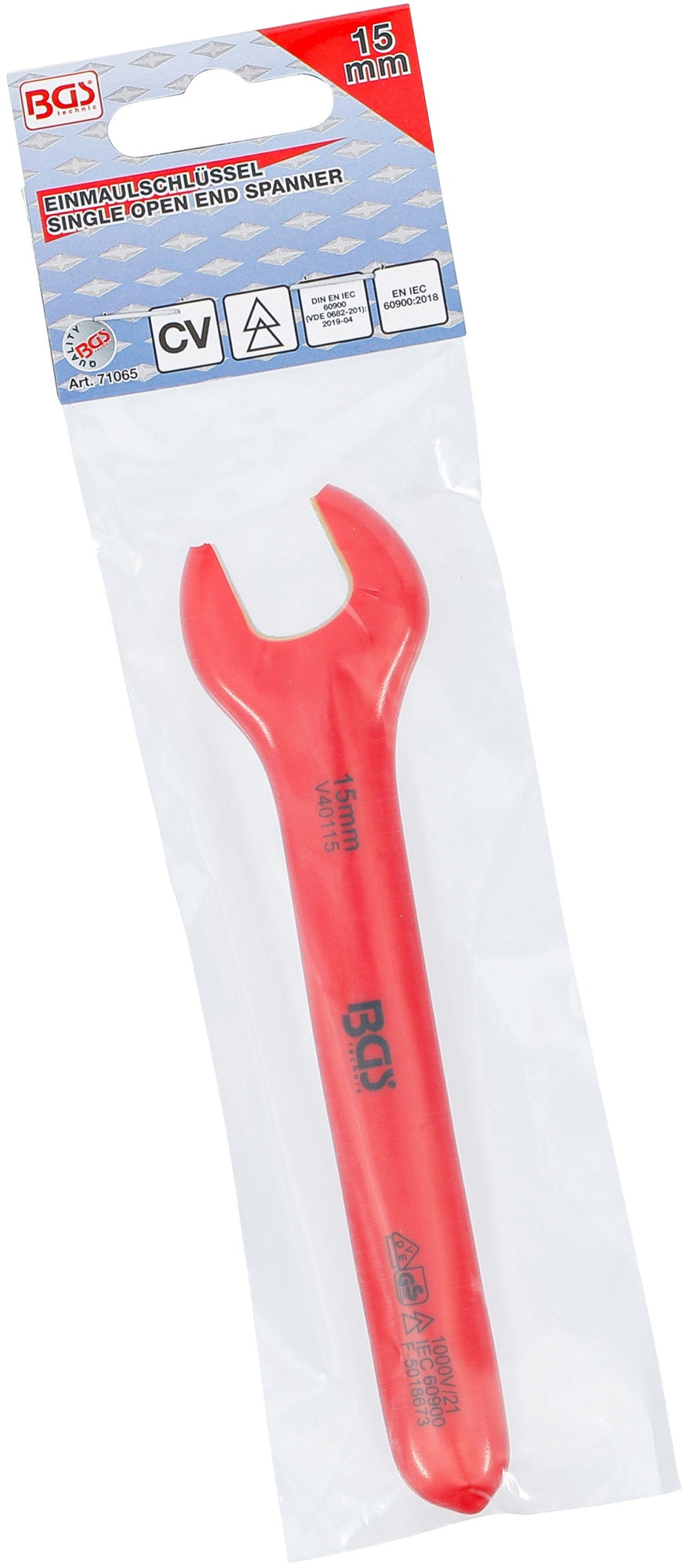 BGS 71065 VDE Einmaulschlüssel SW 15mm Hochvoltwerkzeug