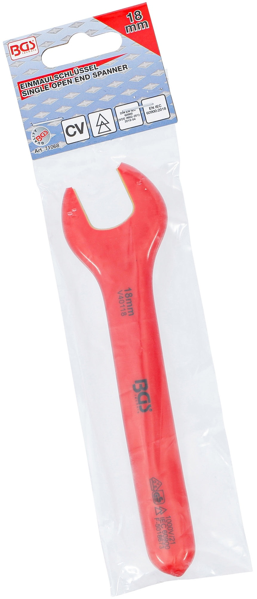 BGS 71068 VDE Einmaulschlüssel SW 18mm Hochvoltwerkzeug