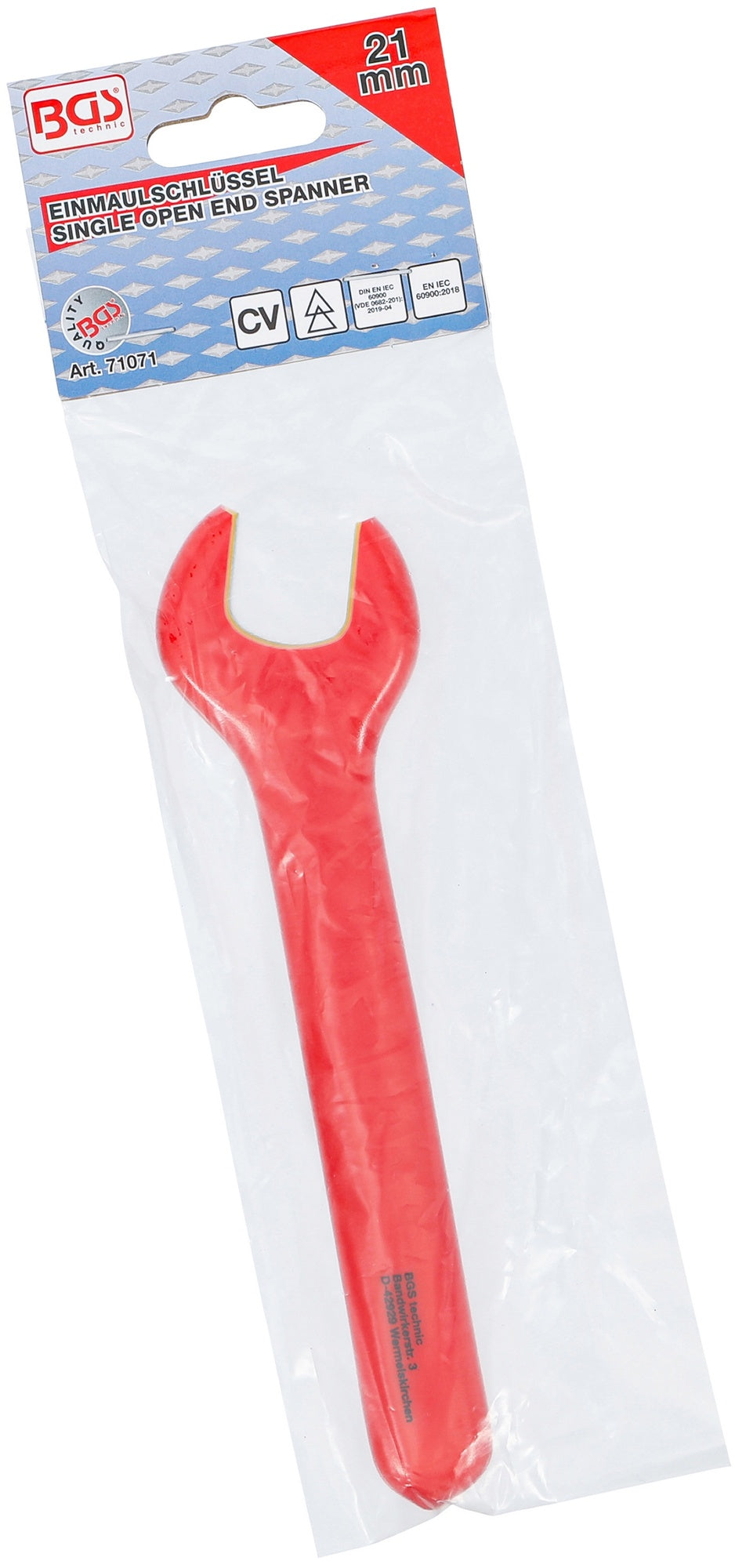 BGS 71071 VDE Einmaulschlüssel SW 21mm Hochvoltwerkzeug
