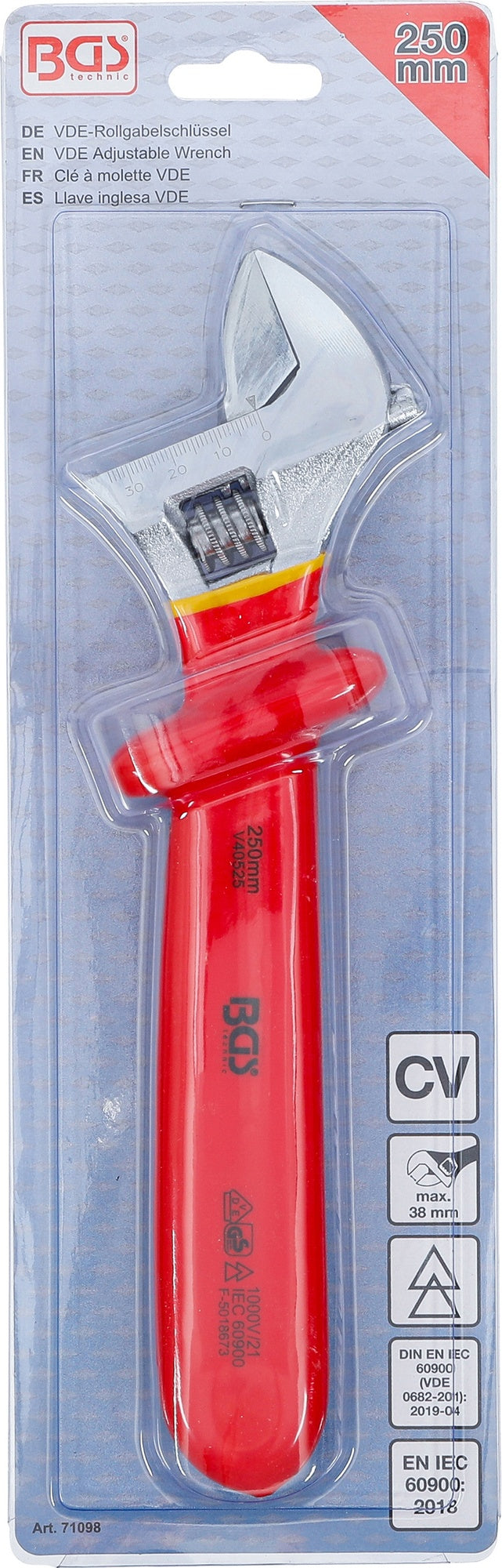 BGS 71098 VDE Rollgabelschlüssel SW max. 38mm Maulstellung 15° abgewinkelt