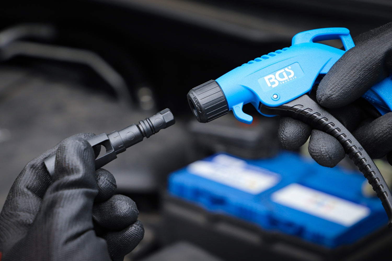 BGS 7177 Satz Druckluft Ausblaspistole mit 5 Aufsätzen