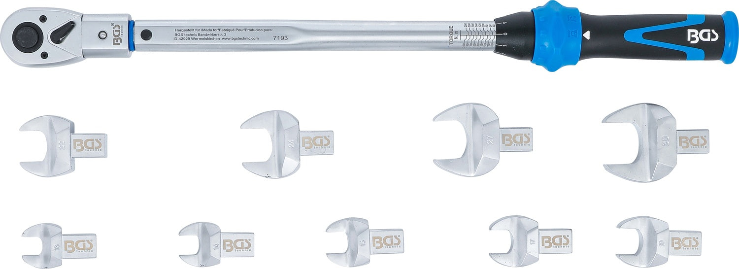 BGS 7193 Satz Drehmomentschlüssel für Einsteckwerkzeuge 14x 18mm 40 - 210 Nm 11 teilig