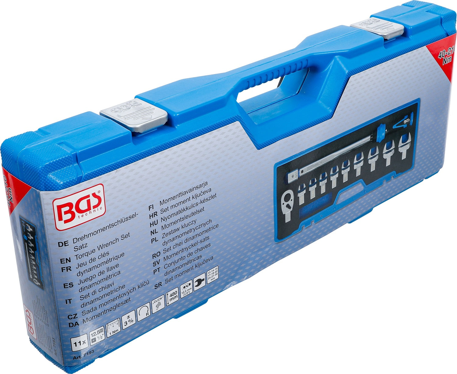 BGS 7193 Satz Drehmomentschlüssel für Einsteckwerkzeuge 14x 18mm 40 - 210 Nm 11 teilig