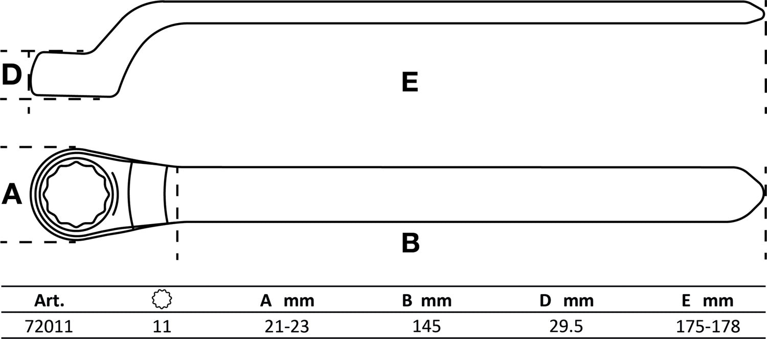 BGS 72011 VDE Einringschlüssel tief gekröpft SW 11mm Hochvoltwerkzeug