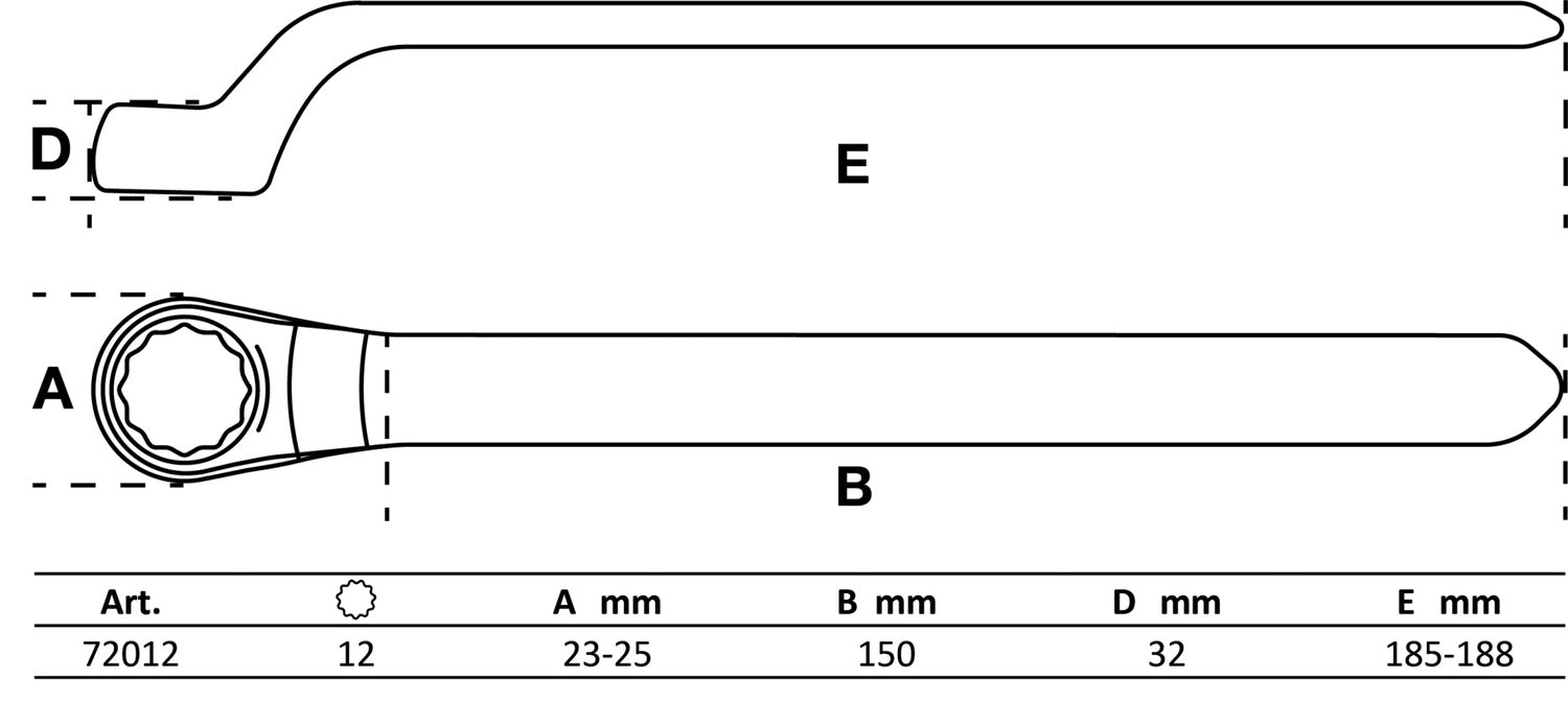 BGS 72012 VDE Einringschlüssel tief gekröpft SW 12mm Hochvoltwerkzeug