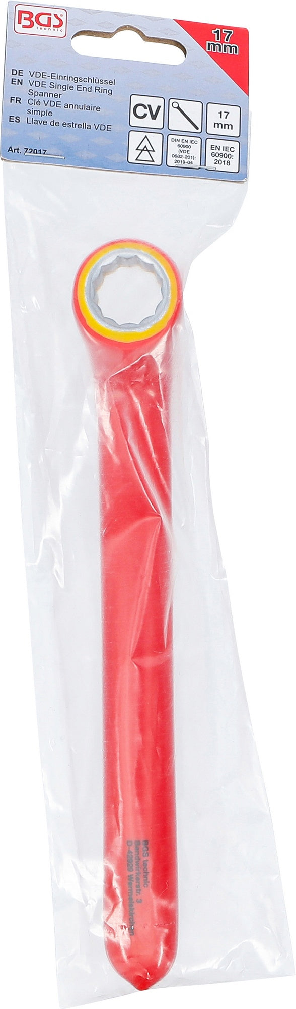 BGS 72017 VDE Einringschlüssel tief gekröpft SW 17mm Hochvoltwerkzeug