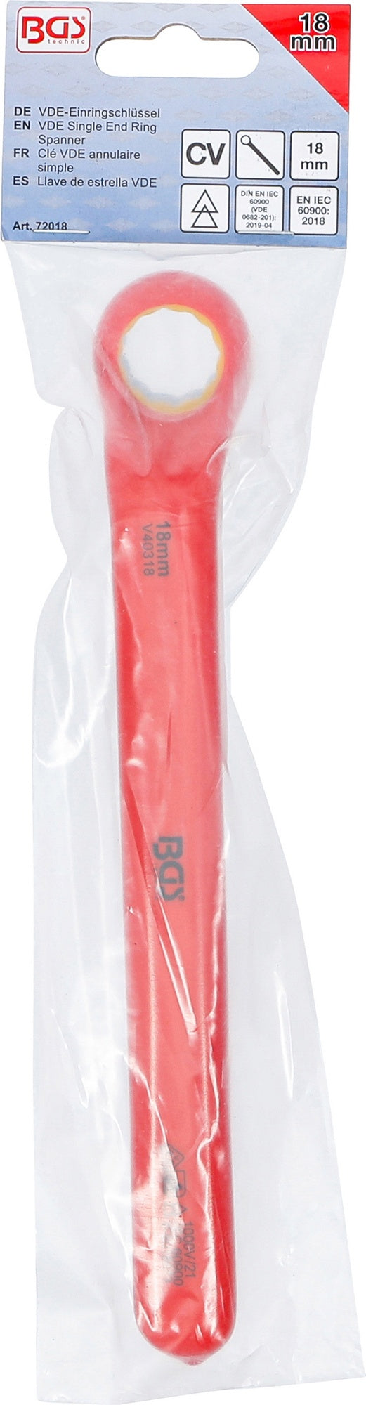 BGS 72018 VDE Einringschlüssel tief gekröpft SW 18mm Hochvoltwerkzeug