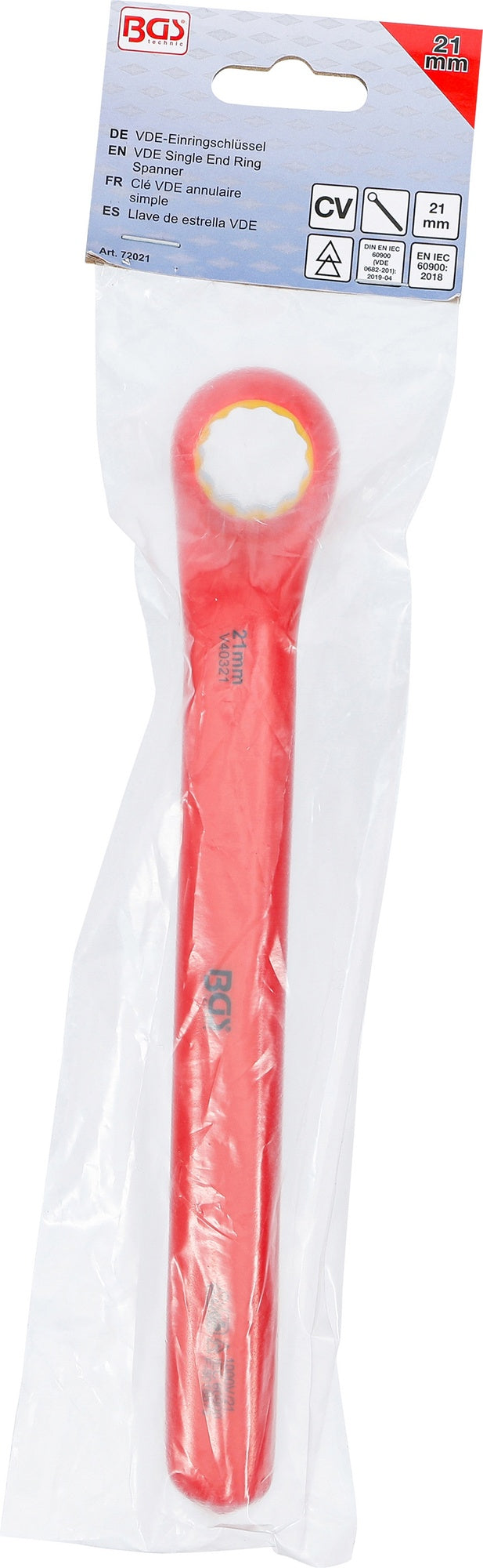 BGS 72021 VDE Einringschlüssel tief gekröpft SW 21mm Hochvoltwerkzeug